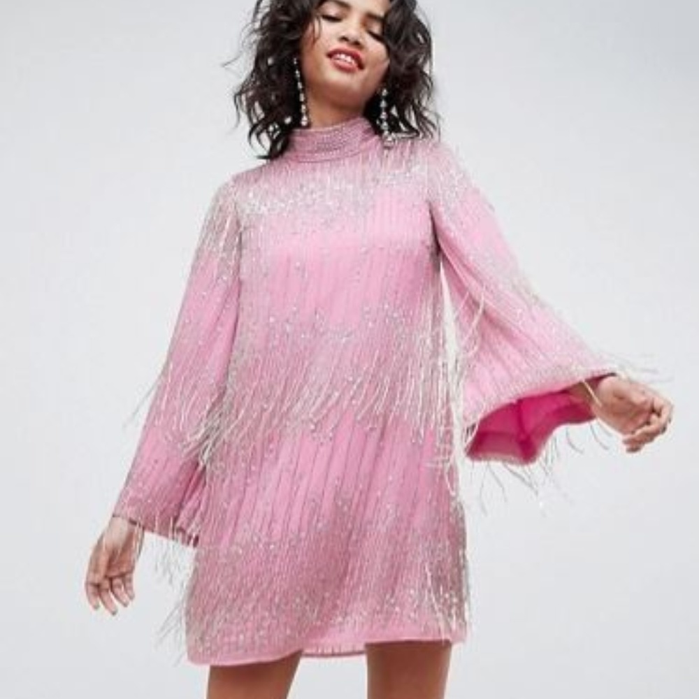 ASOS Pink Long Sleeve Sequin Stunning Casual M